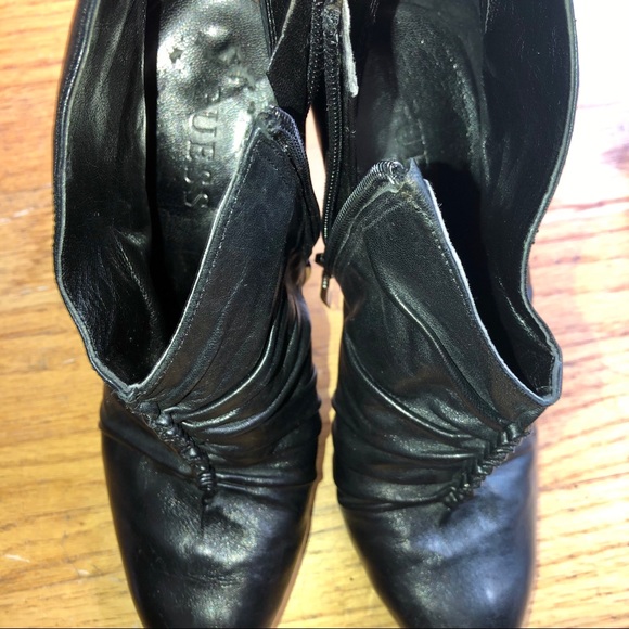 Guess Black Leather Side Zip Ankle Boot Sz 6.5 - Picture 4 of 8